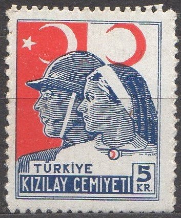 Turkije - Militair en verpleegster - 1945, Timbres & Monnaies, Enlèvement ou Envoi, Affranchi