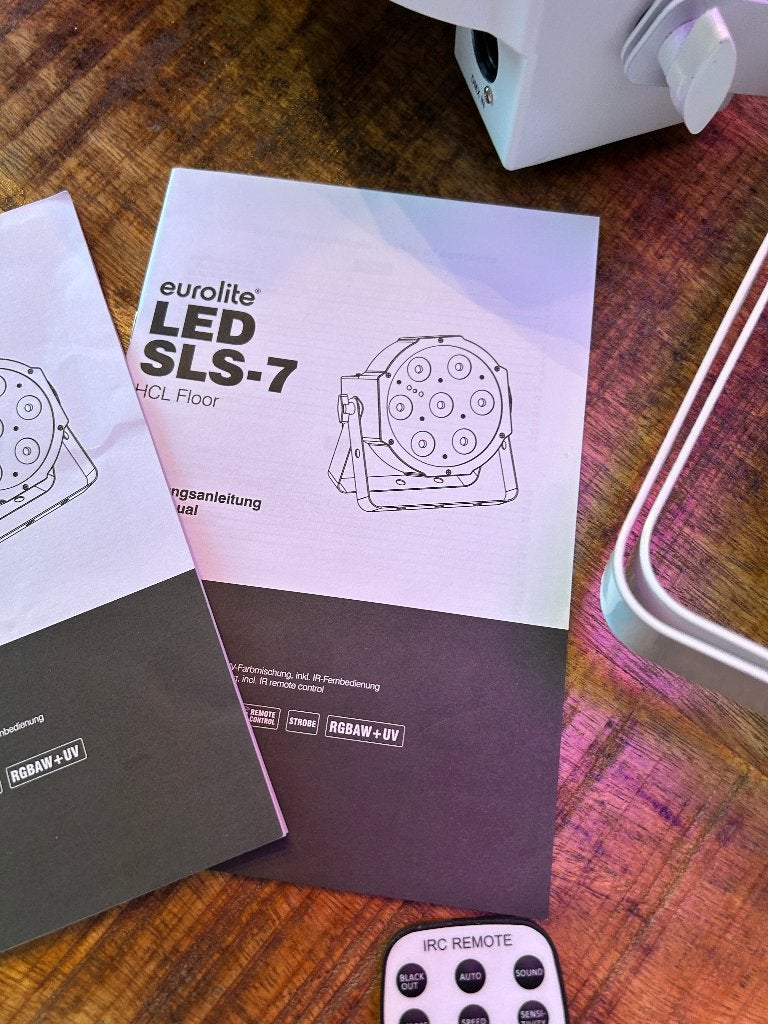 Pack 4 par Led sls-7 Eurolite rgbaw & uv+ flight, Enlèvement, Utilisé, Lumières, Commande sonore