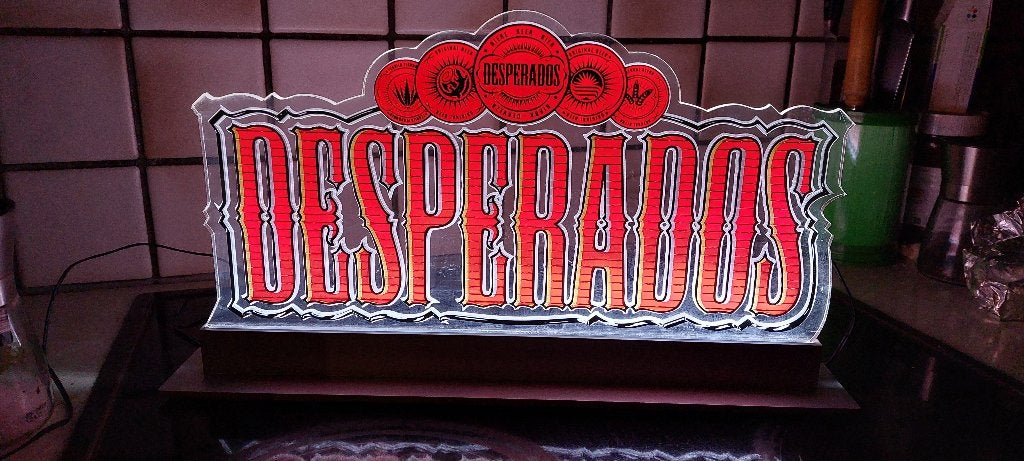 Lichtreclame desperados bier / cerveza tequila, Collections, Marques & Objets publicitaires, Neuf, Table lumineuse ou lampe (néon)