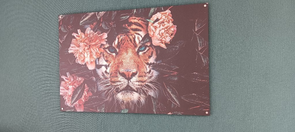 Wandkader tijger  alu-dibond materiaal  120x80, Enlèvement, Utilisé, 120 cm, Avec système de suspension