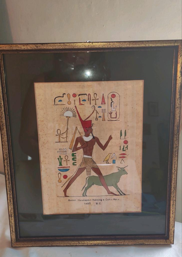 Papyrus in dubbelzijdige kader 35x30, Ophalen of Verzenden