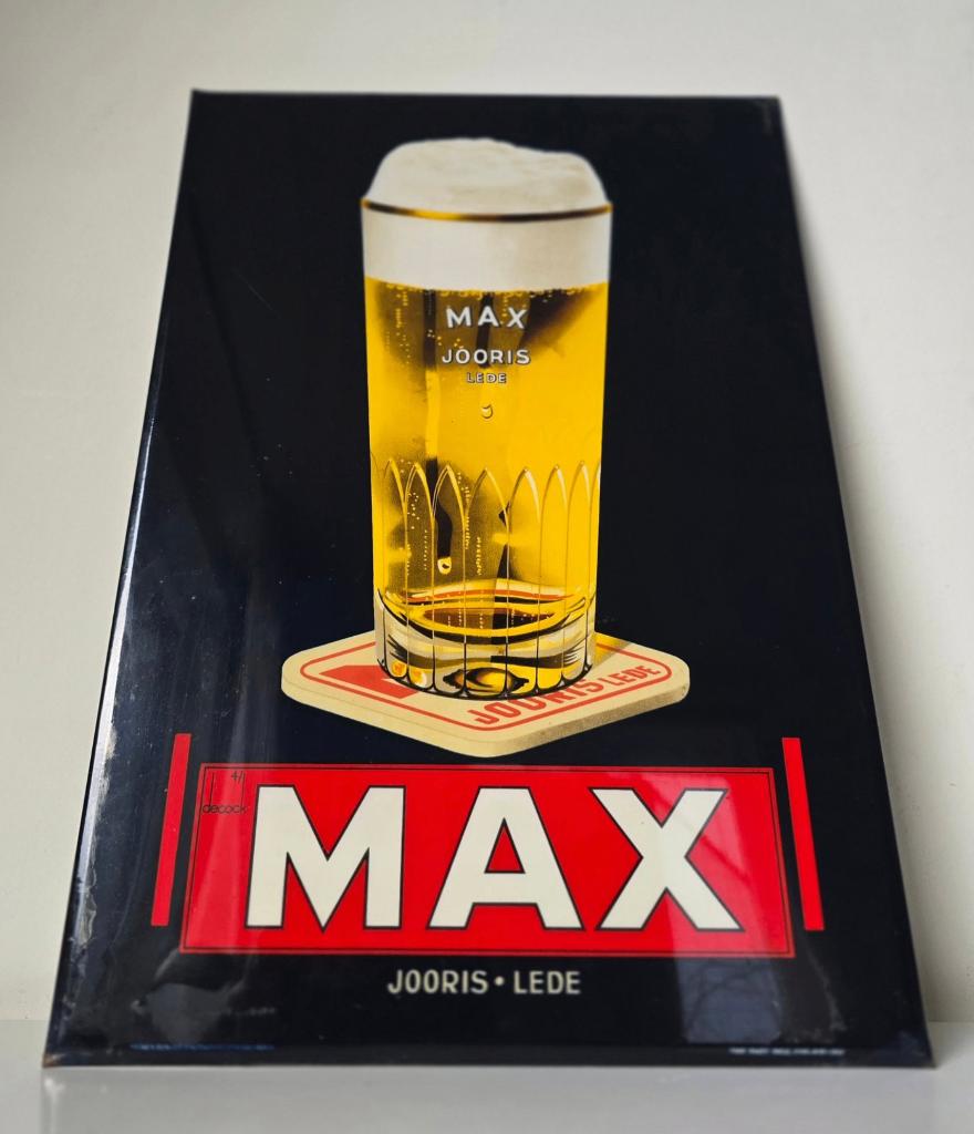 Prachtig middelgroot reclamebord Max bier, Jooris Lede, Verzamelen, Ophalen of Verzenden, Reclamebord