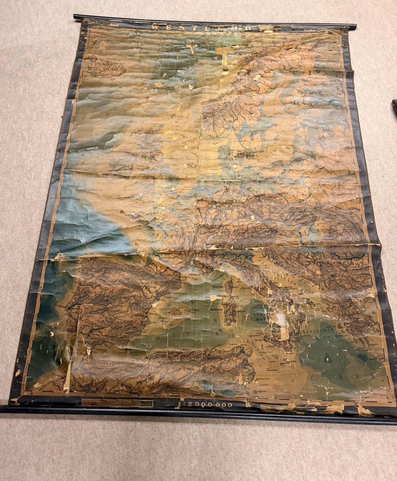 Landkaart, Antiek en Kunst, Ophalen, Aardrijkskunde