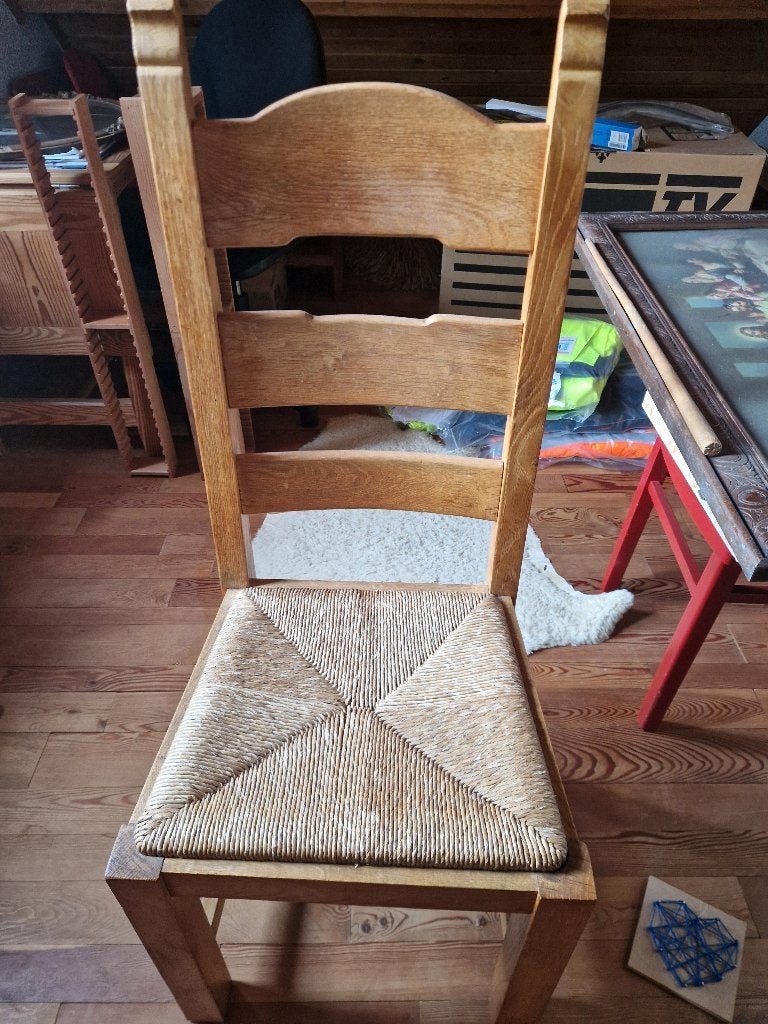 6 antieke eiken eetkamerstoelen, Ophalen