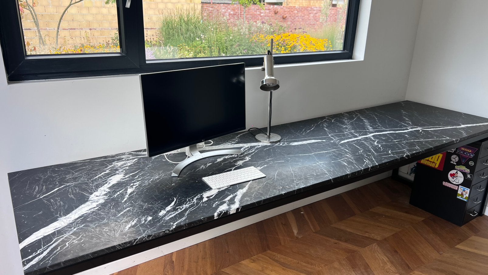 Eettafel (of bureau) in echt marmer, 200 cm ou plus, Comme neuf, Enlèvement, 50 à 100 cm