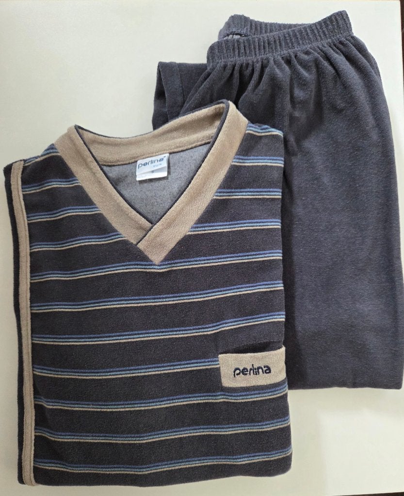 Winterpyjama blauw gestreept met lange broek van Perlina, S, Vêtements | Hommes, Pyjamas, Enlèvement ou Envoi