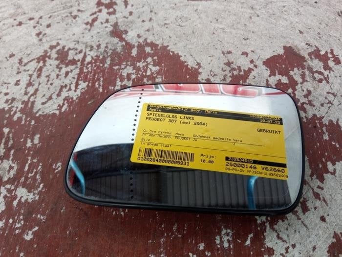 Glace rétroviseur gauche d'un Peugeot 307, -, -, 3 mois de garantie, Utilisé