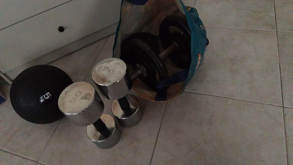 Gewichten + slamball, Sport en Fitness, Ophalen