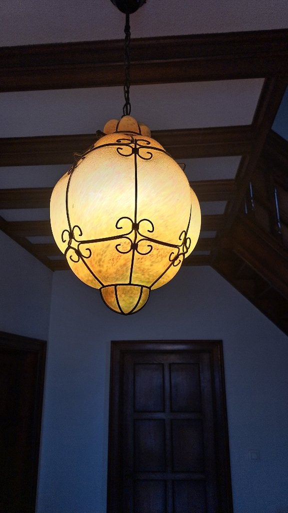 Art Nouveau-kroonluchter met meerdere lagen glaspasta., Antiek en Kunst, Ophalen