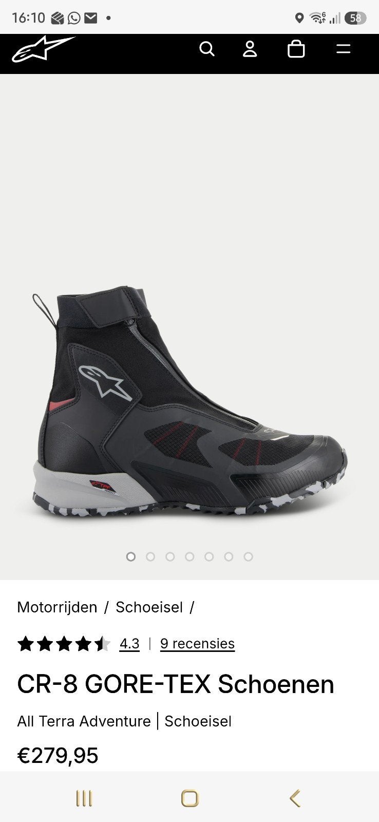 Chaussures de moto Alpinestars CR8 Gore Tex. Nouvelle taille, Enlèvement, Neuf, sans ticket, Hommes, Bottes