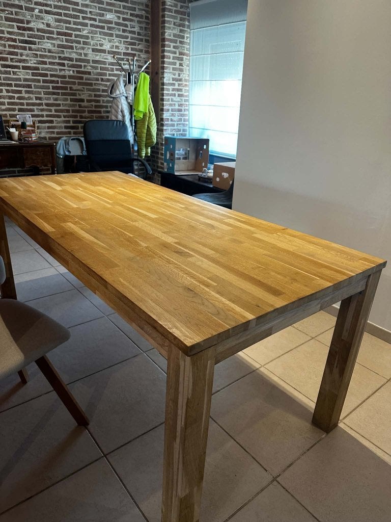 Te koop Tafel + 6 stoelen, Ophalen, Zo goed als nieuw, Eikenhout