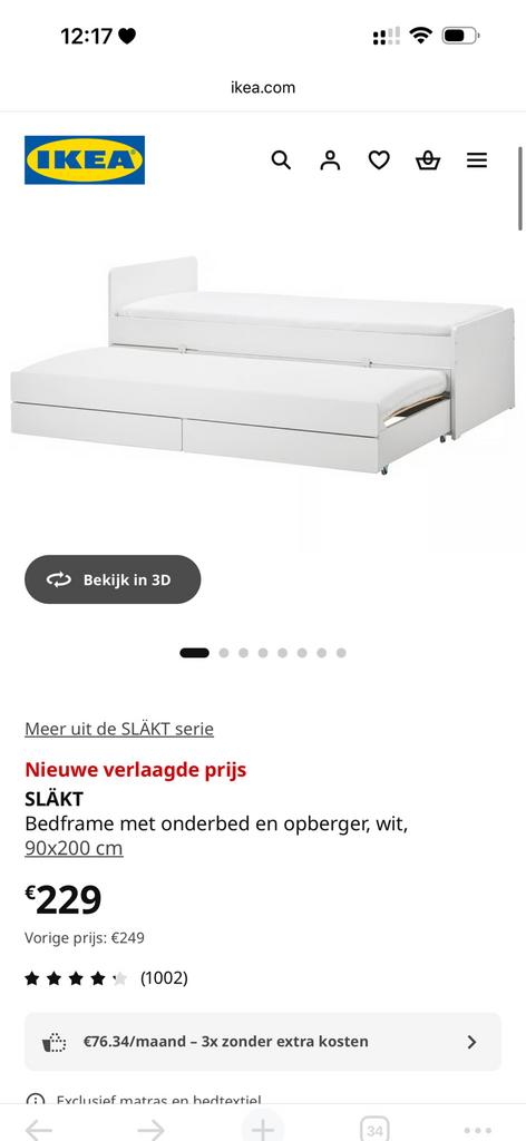 Ikea Bed met onderbed en opberger, Ophalen, Zo goed als nieuw