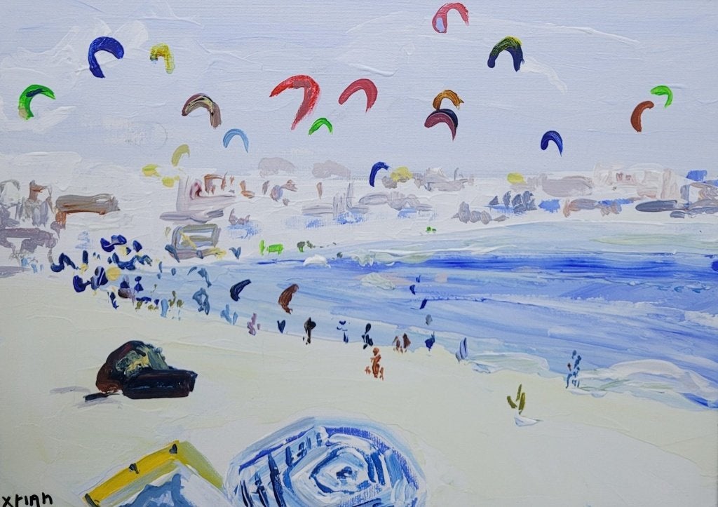 XTIAN, playa de Tarifa, Antiek en Kunst, Ophalen of Verzenden, Gesigneerd, Bloemen, Doek