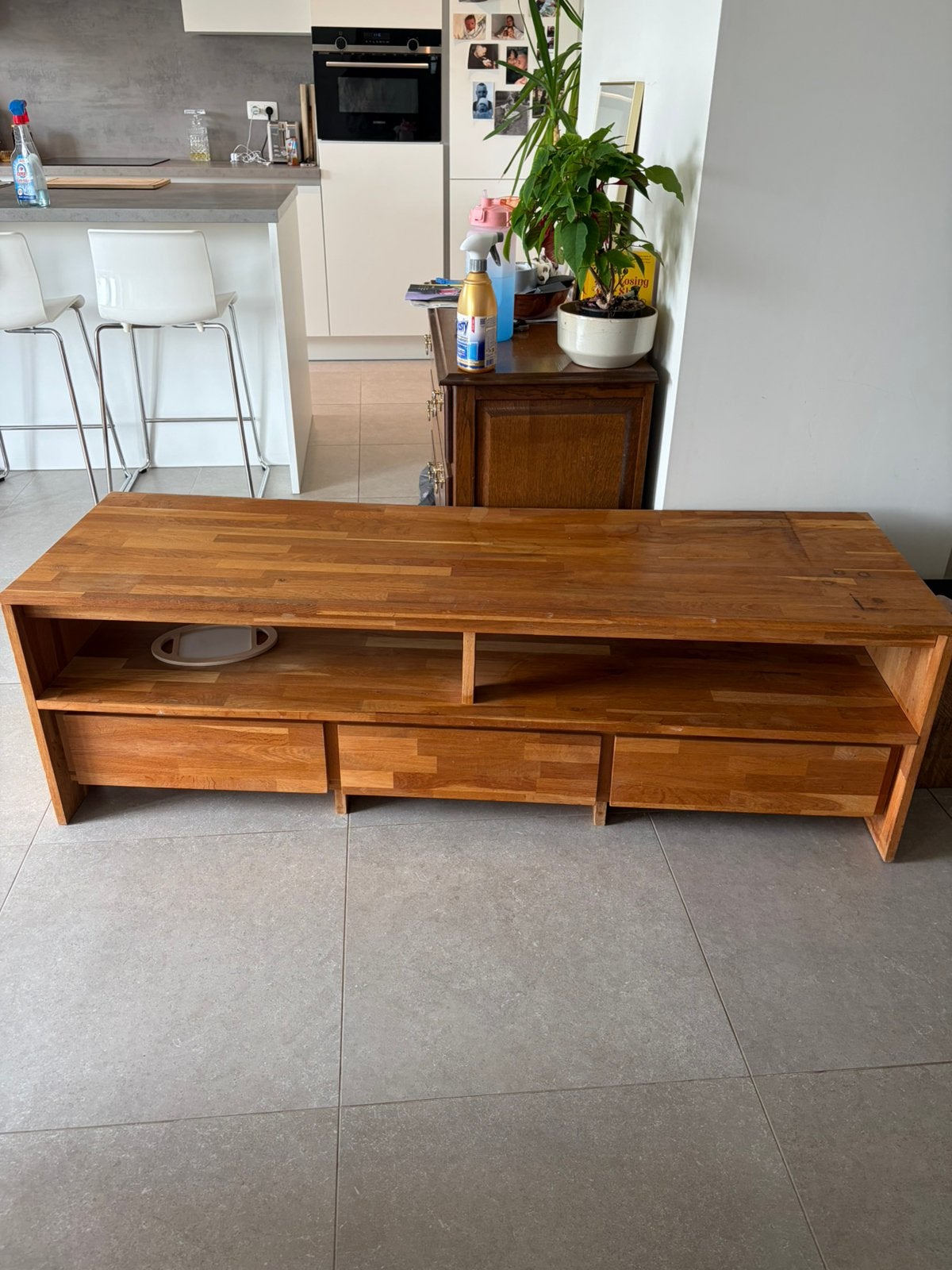 Teak houten tv meubel, Enlèvement, Comme neuf
