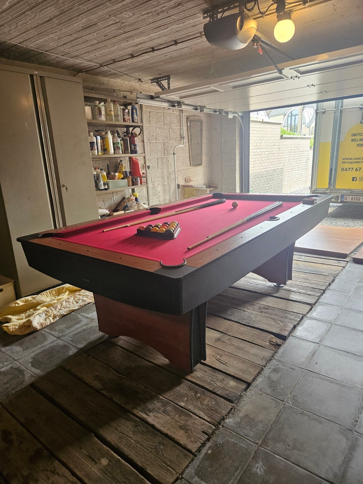 biljart pooltafel met tafeblad, Sports & Fitness, Billards & Billards américains, Enlèvement, Table de billard