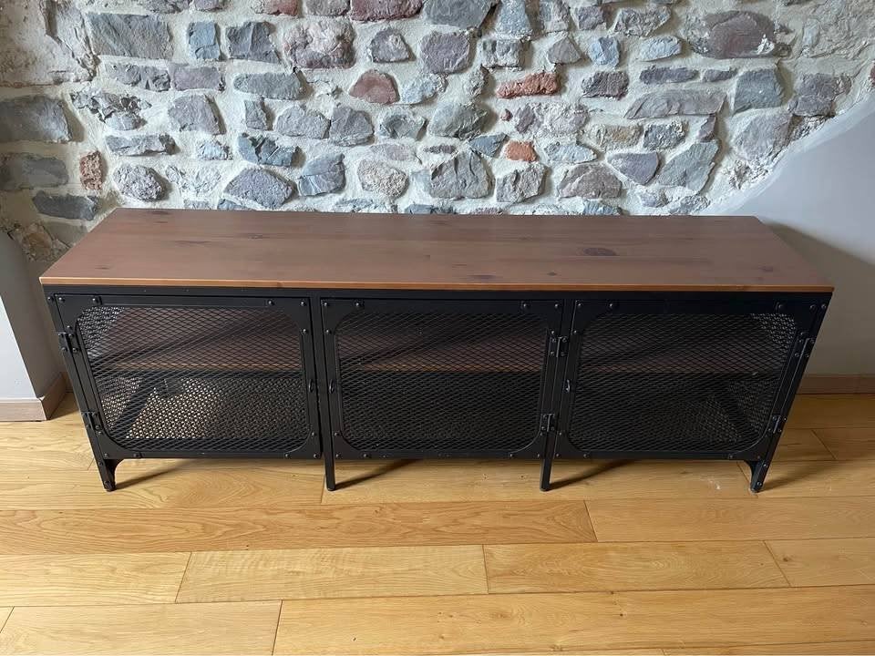 Meuble bas/TV acier et bois, Enlèvement, Utilisé