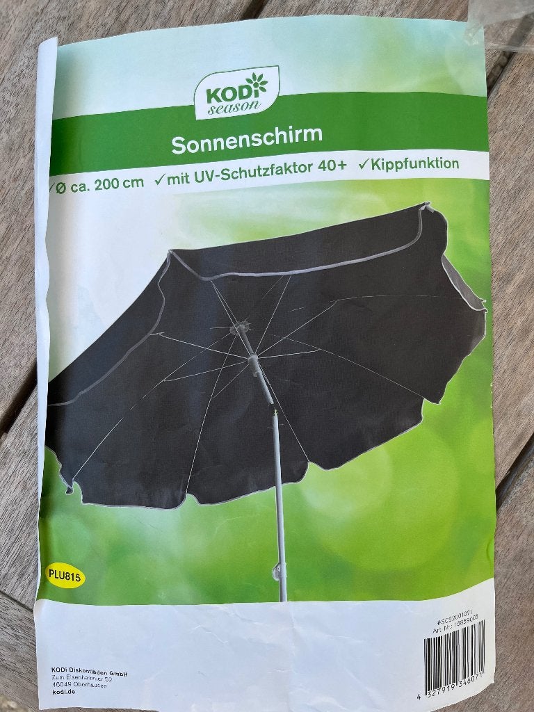 Antraciet grijze zonne parasol, Ophalen, Zo goed als nieuw, 1 tot 2 meter, Strandparasol