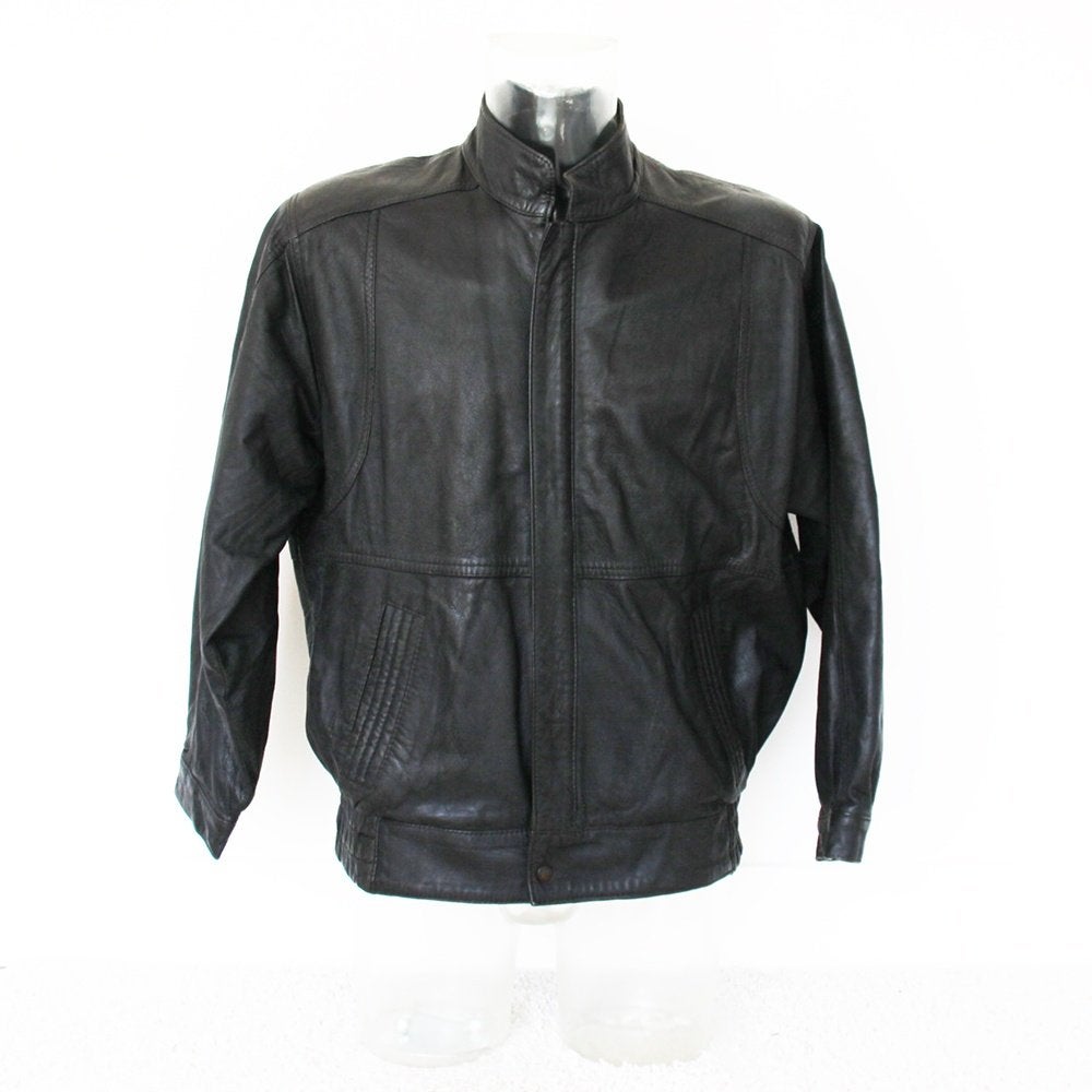 Veste en cuir noire pour homme 28* (taille 52) €50, -, Vêtements | Hommes, Vintage, Noir, Envoi, Taille 52/54 (L)