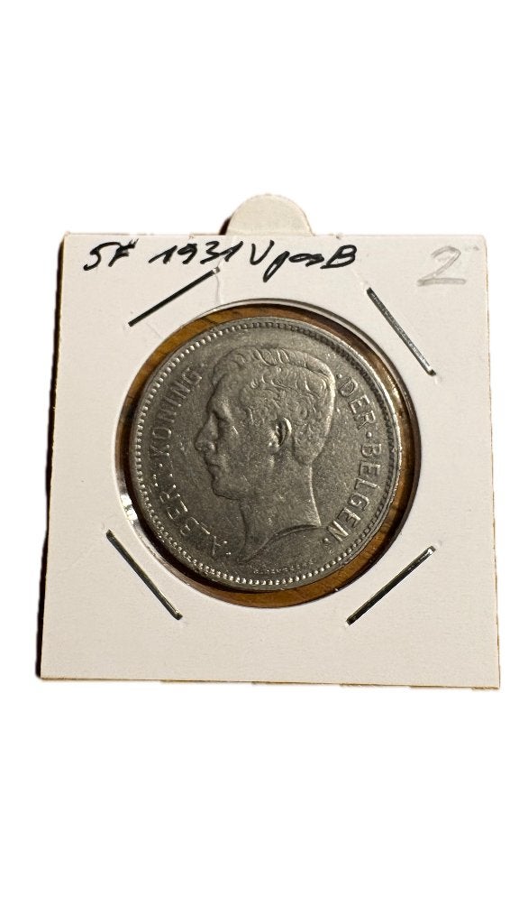 ALBERT I: 5 FRANC 1 BELGA 1931V Positie B, Ophalen of Verzenden