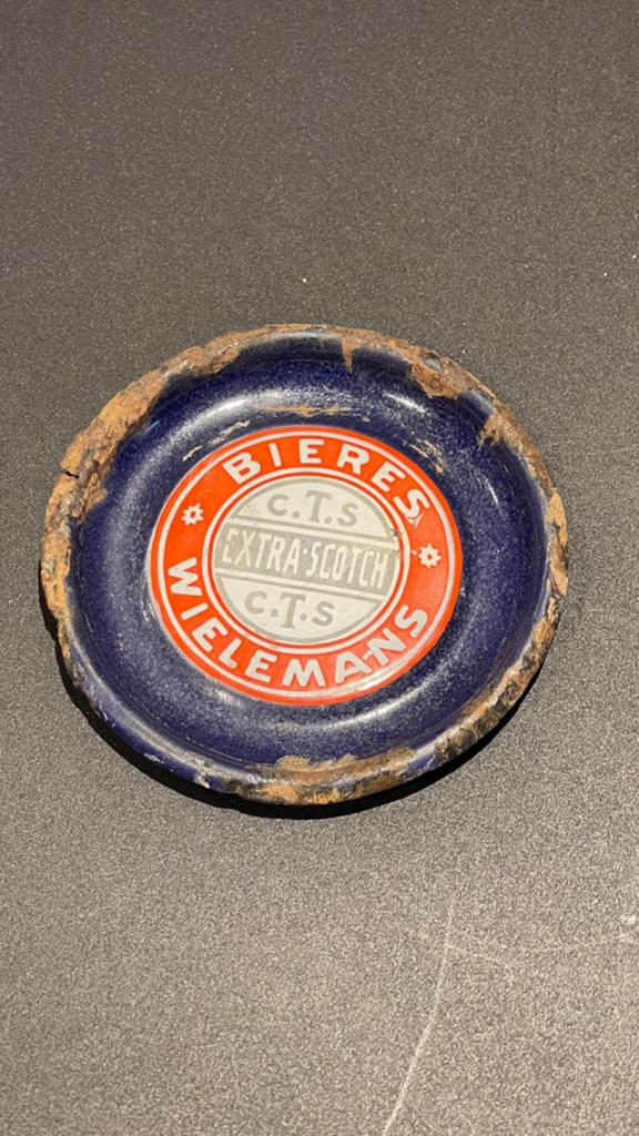 Wielemans emaille onderlegger., Verzamelen, Biermerken, Ophalen of Verzenden, Gebruikt, Reclamebord, Plaat of Schild