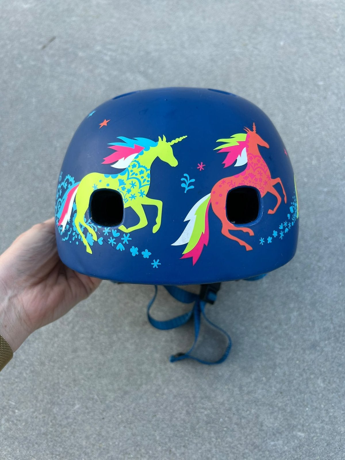 Micro kinderhelm blauw met eenhoorns, Ophalen, Gebruikt, Meisje