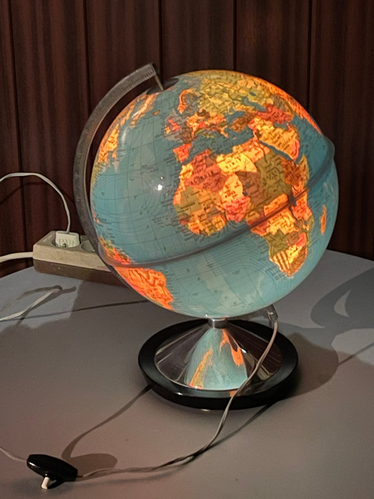 Grote wereldbol met licht vintage, Ophalen of Verzenden