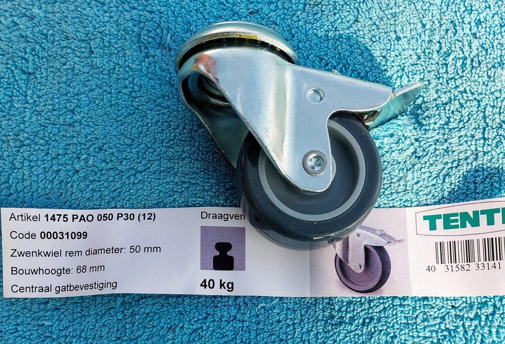 Zwenkwiel met rem-dia 50mm-hoogte 68mm -- merk:Tente, Ophalen of Verzenden, Nieuw, Gereedschap of Accessoires