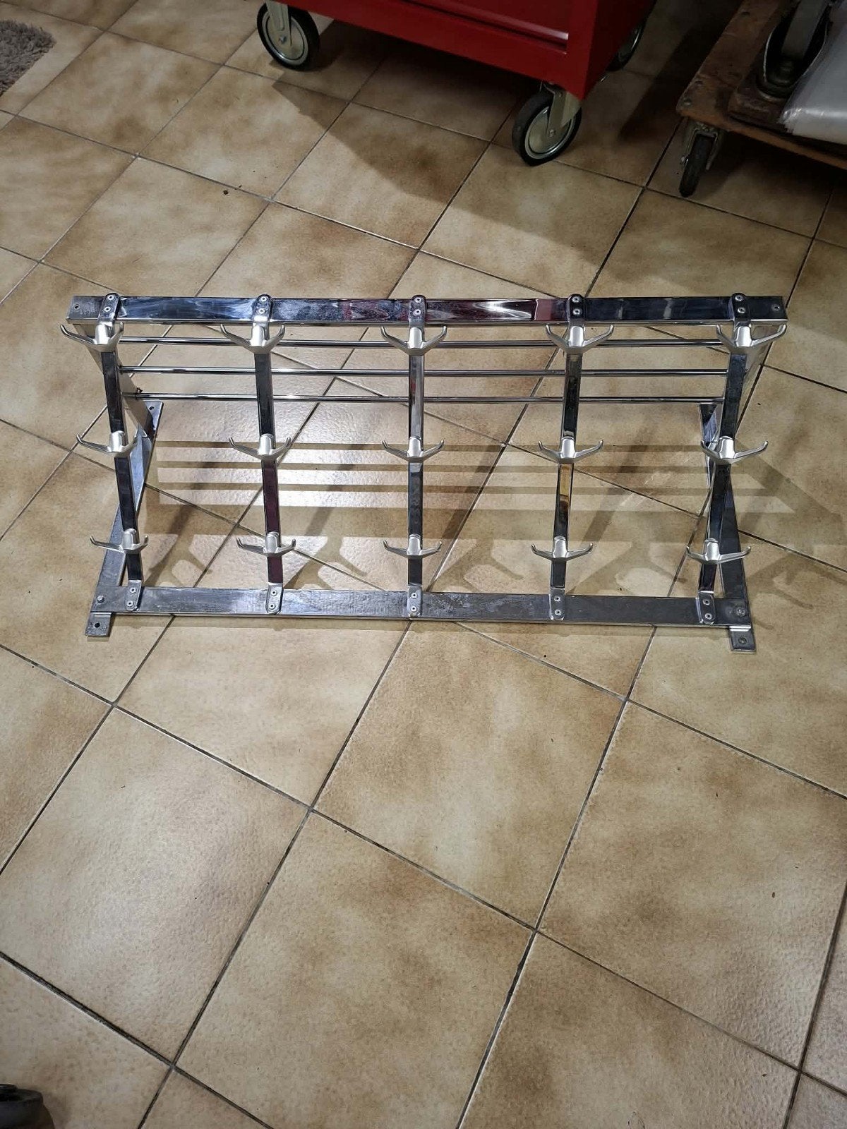 vintage verchroomde Treinkapstok met aluminium haken, Ophalen