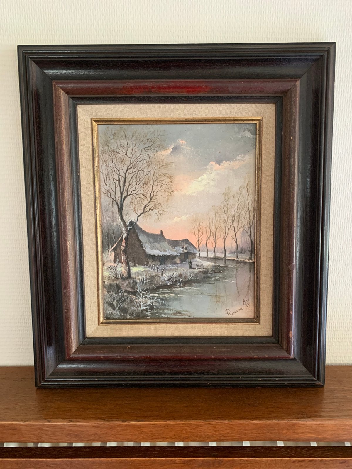 Schilderij R Remmererie 50x44cm hoog. (30,5x24,5cm), Antiek en Kunst, Ophalen