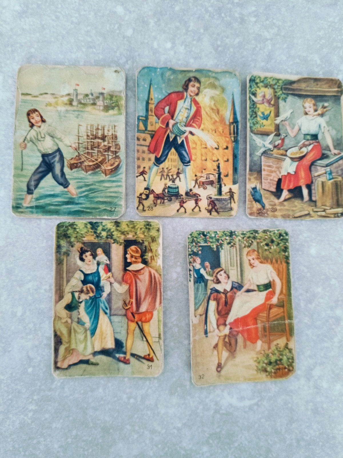 5 oude antieke chromo Verzamelkaarten, Ophalen of Verzenden