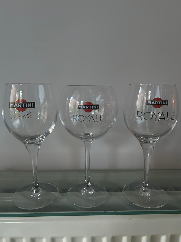 3 glazen Martini Royale, Verzamelen, Ophalen, Zo goed als nieuw