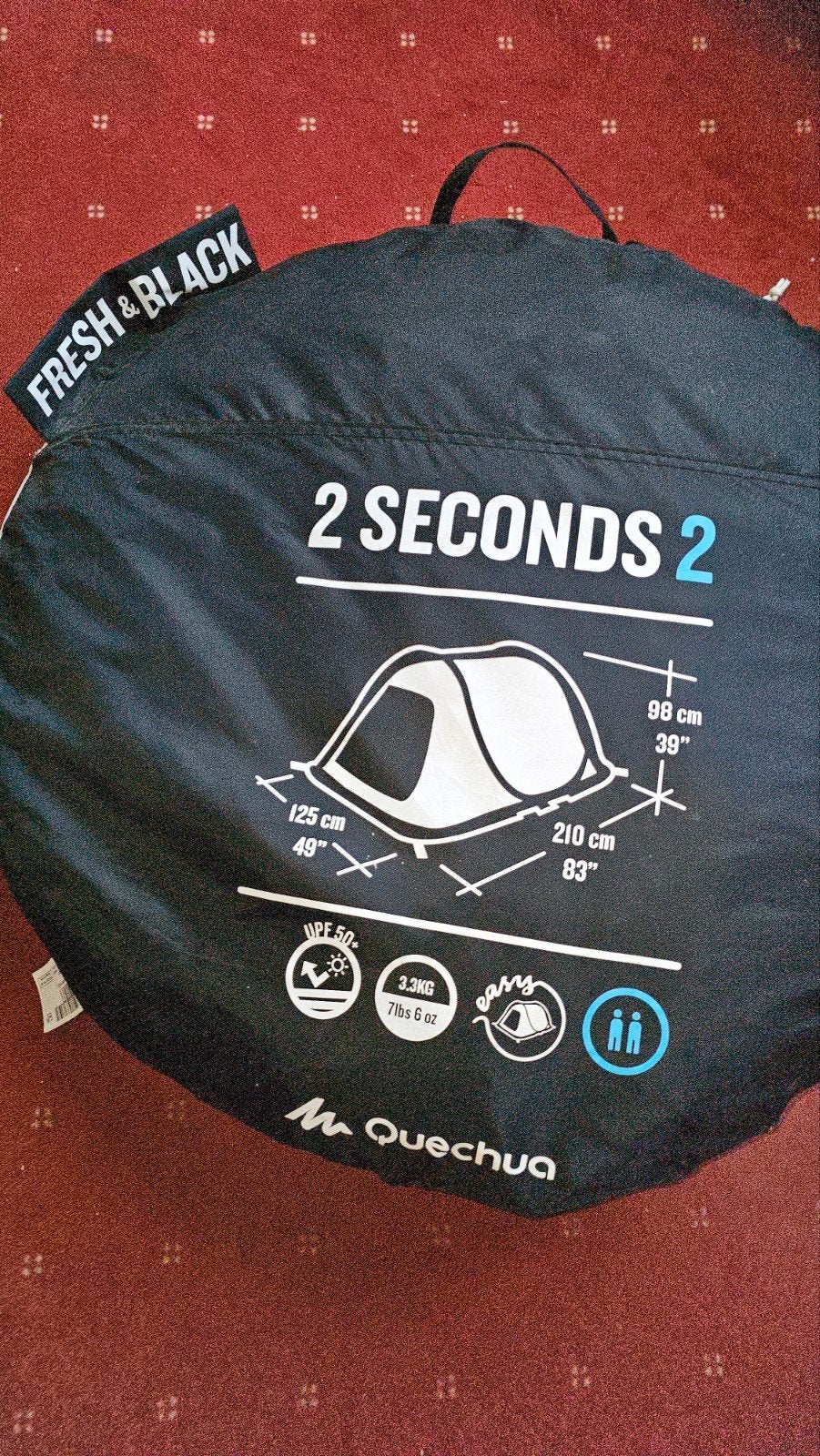 Quechua 2 SECONDS 2, Caravanes & Camping, Enlèvement, Utilisé, Jusqu'à 2