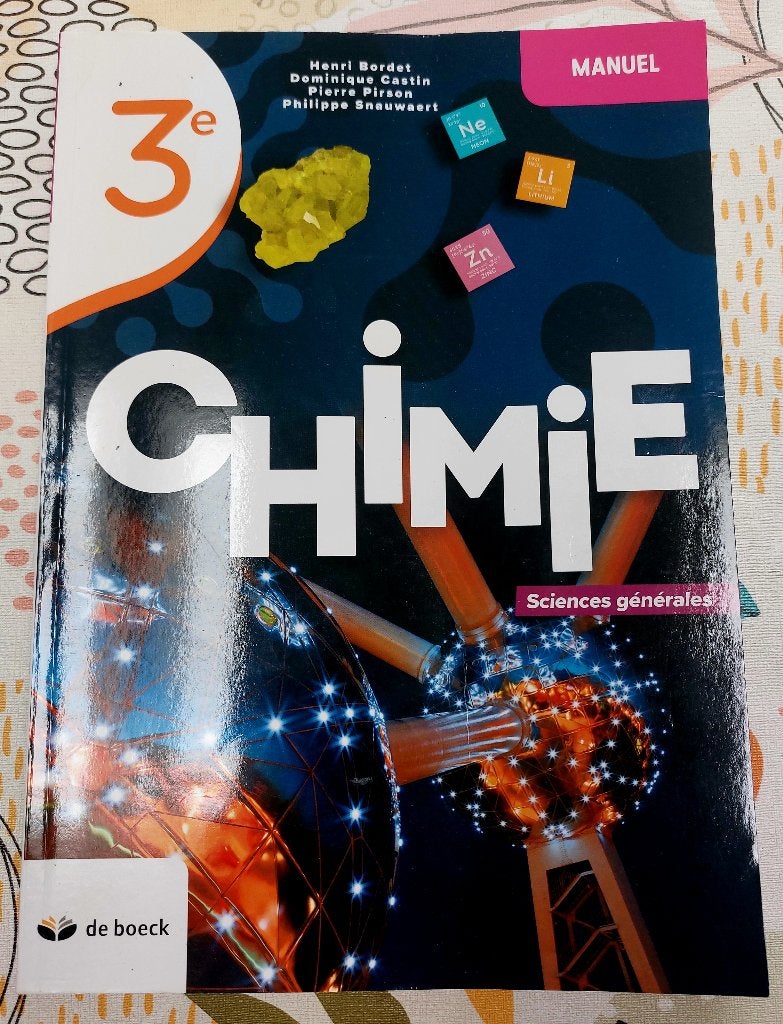 Manuel chimie 3ème, Livres, Enlèvement, Secondaire, De boeck, Chimie