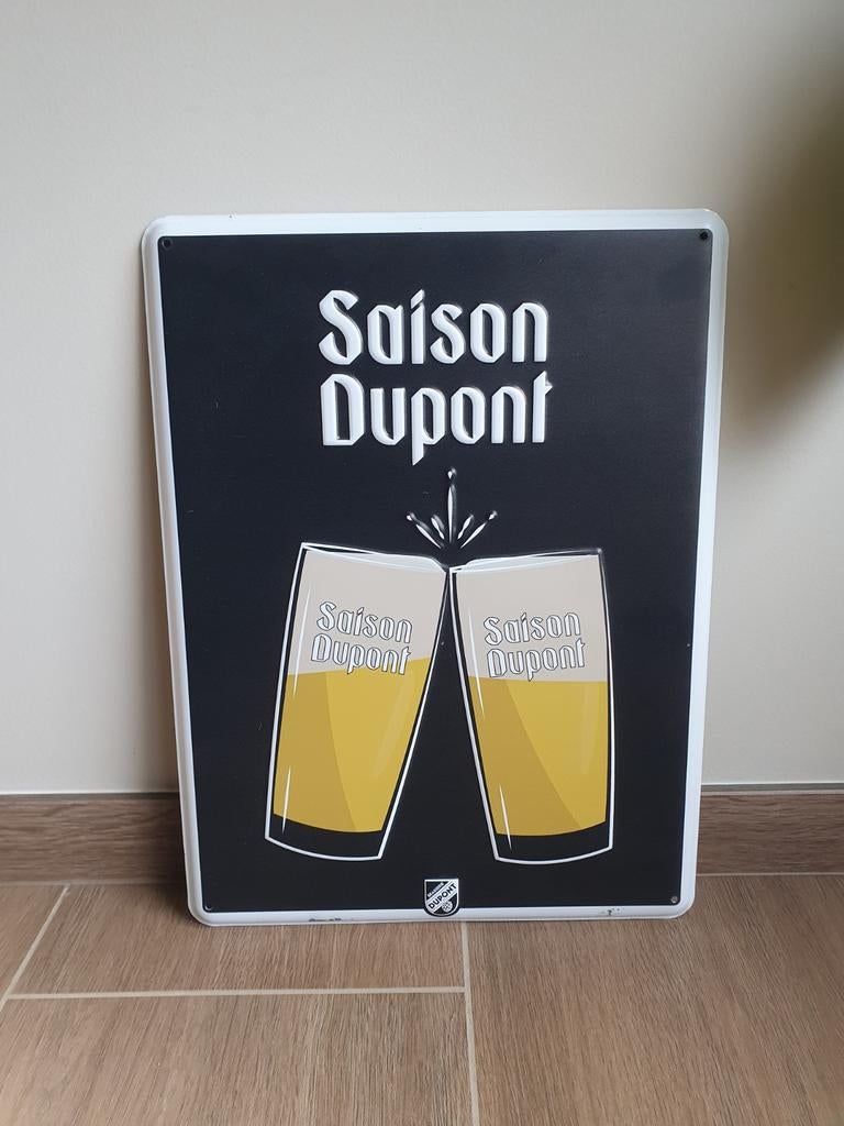 Metaal Reclamebord - Saison Dupont Dupont -, Ophalen of Verzenden, Gebruikt, Reclamebord, Plaat of Schild, Overige merken