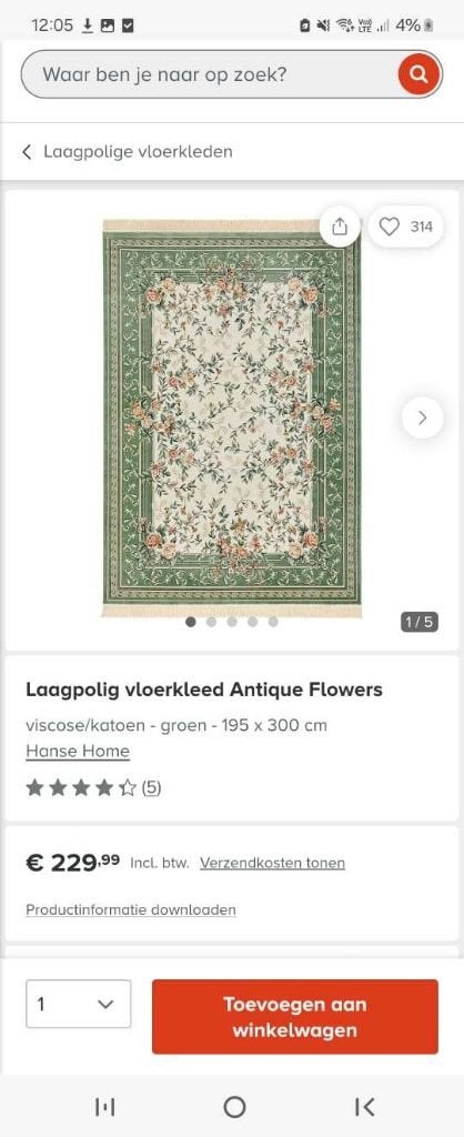 tapis Antique à fleurs en très bon état, Vert, Vintage, 150 à 200 cm, Comme neuf