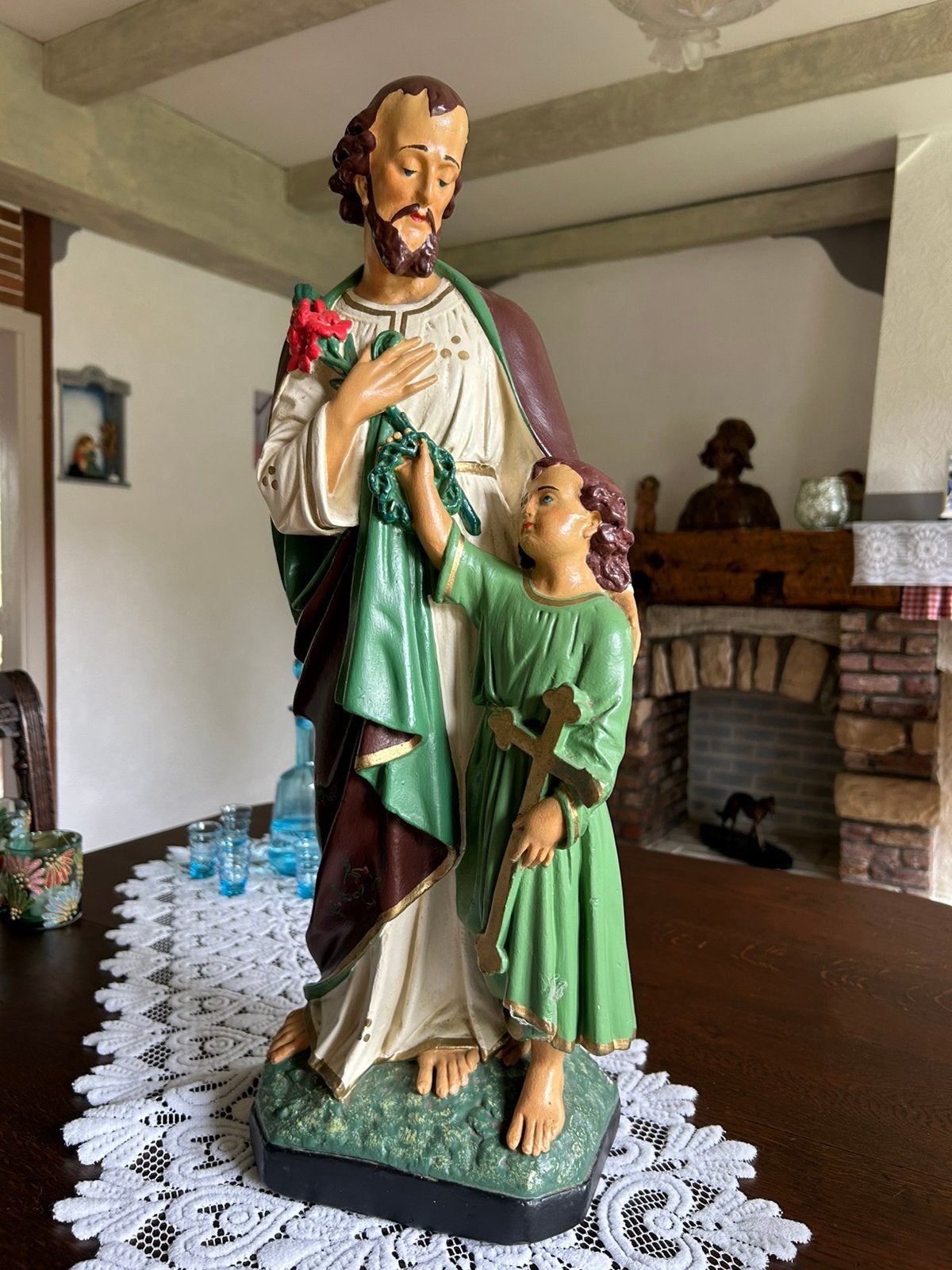 Sint - Jozef beeld met kind 62cm, Enlèvement