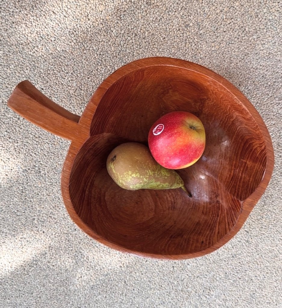 Houten teak schaal vintage appelvorm, Ophalen of Verzenden, Schaal