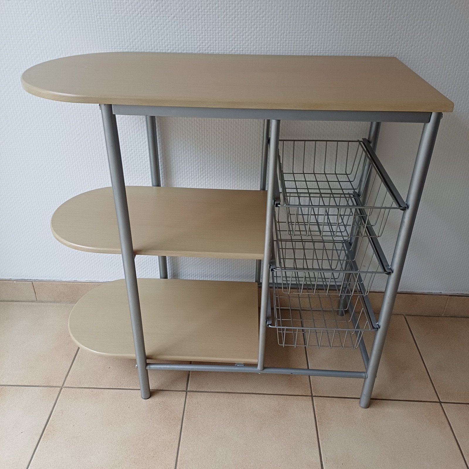 Idéal pour Kot > desserte avec 3 paniers coulissants., Enlèvement, Utilisé, Autres formes, Autres matériaux