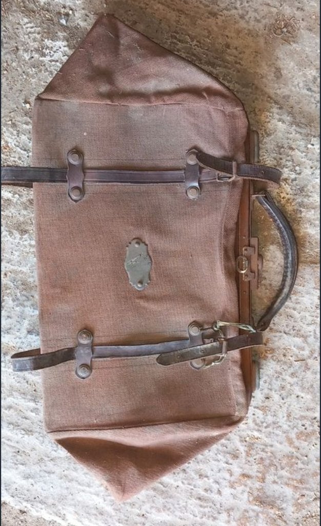 Ancien sac de voyage toile et cuir, Antiquités & Art, Enlèvement