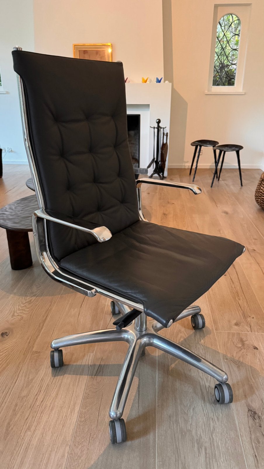 Fauteuil de direction LUXY Italia – Cuir véritable gris, Ophalen, Zo goed als nieuw, Grijs