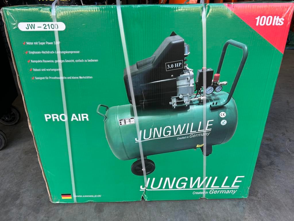 NIEUWE Jungwille Pro Air compressor 100L 3HP, Enlèvement, Neuf
