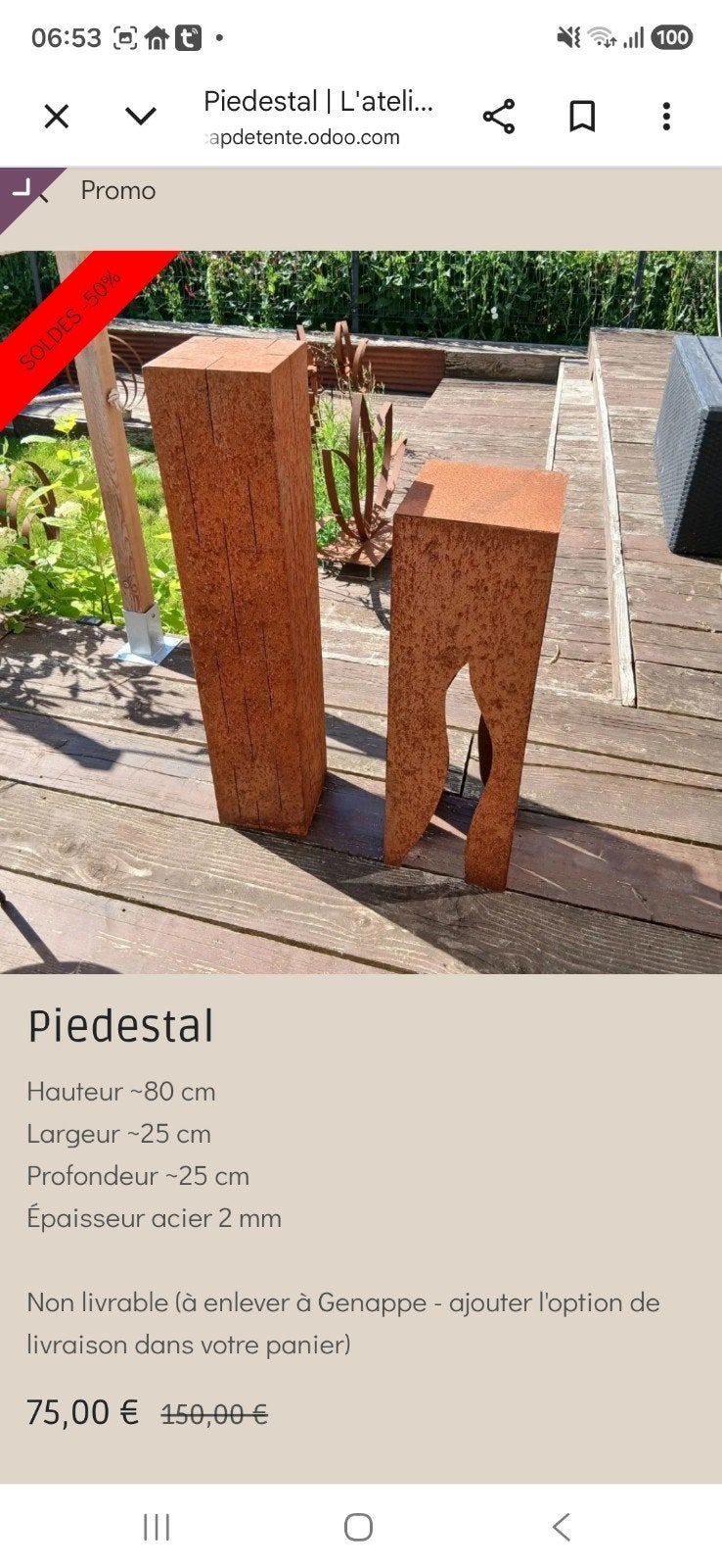 piédestal en acier Corten, Jardin & Terrasse, Enlèvement
