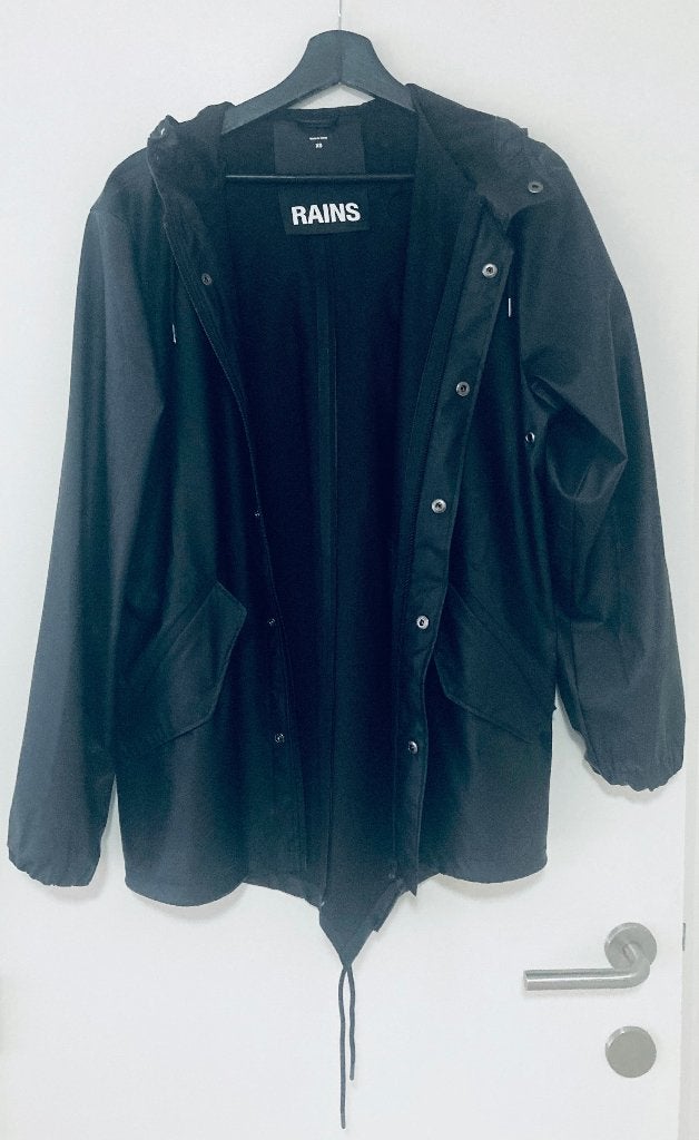 RAINS Fishtail Jacket - Maat XS, Kleding | Heren, Jassen | Winter, Zwart, RAINS, Ophalen of Verzenden, Zo goed als nieuw