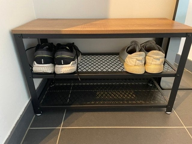 Schoenenbank met houtlook - zo goed als nieuw, Ophalen, Zo goed als nieuw, Industrieel met hout