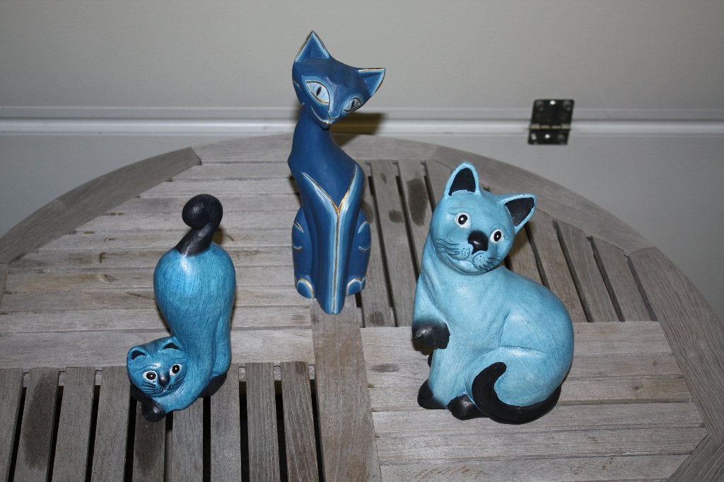 Collection de Chat Bleu en Bois (3), Enlèvement, Comme neuf