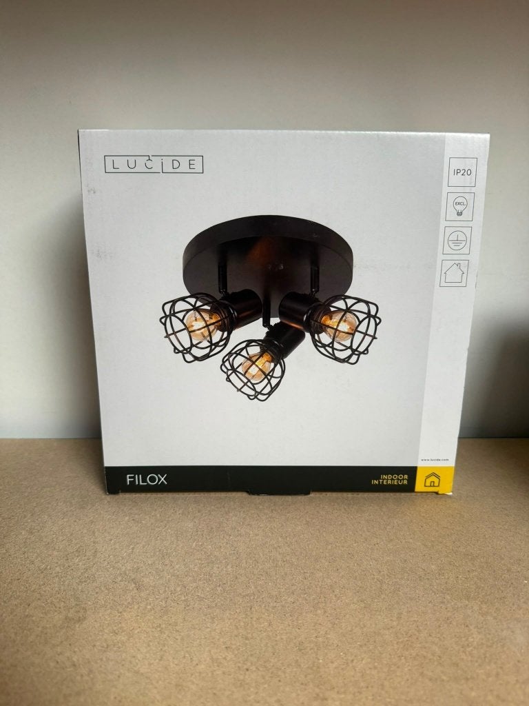 Plafonnier Lucide FILOX  Ø 25 cm - 3x E14 – Neuf, Maison & Meubles, Lampes | Plafonniers, Neuf, Plafonnier, E14 (petit), Noir