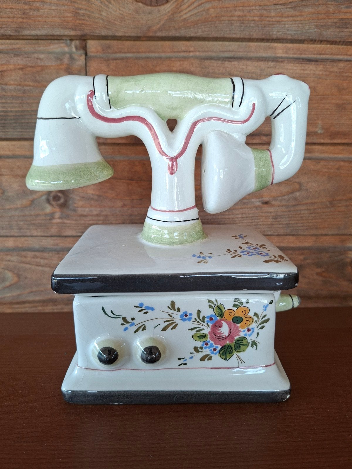 Keramisch handgeschilderde telefoon, Antiek en Kunst, Ophalen of Verzenden