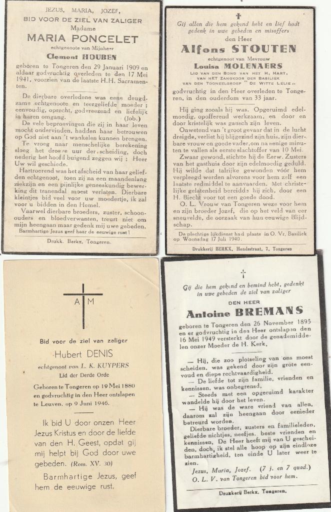 Bidprentjes Tongeren, Verzamelen, Bidprentjes en Rouwkaarten, Verzenden