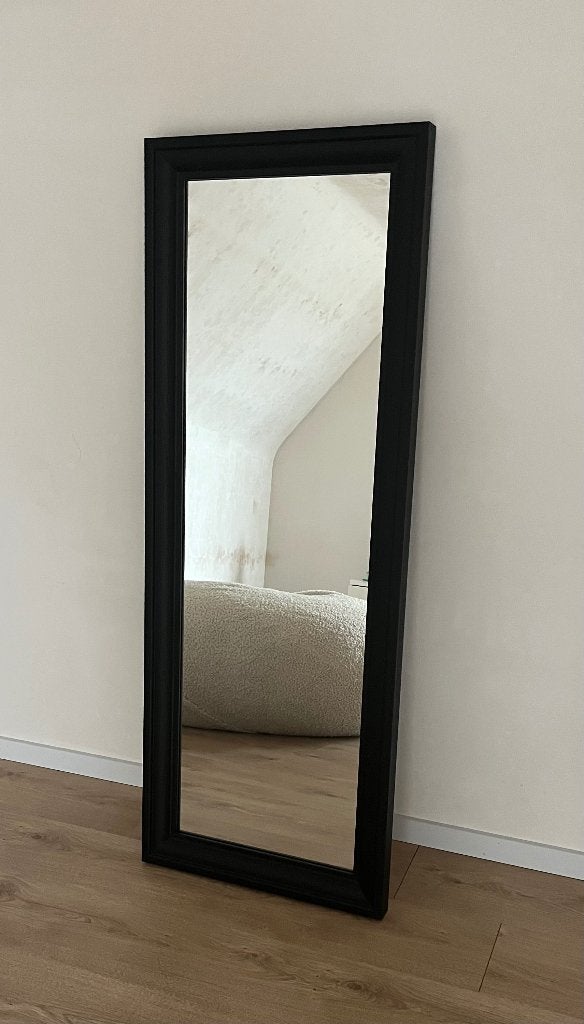 Spiegel zwart hout, Huis en Inrichting, Ophalen, 100 tot 150 cm, Nieuw, Rechthoekig