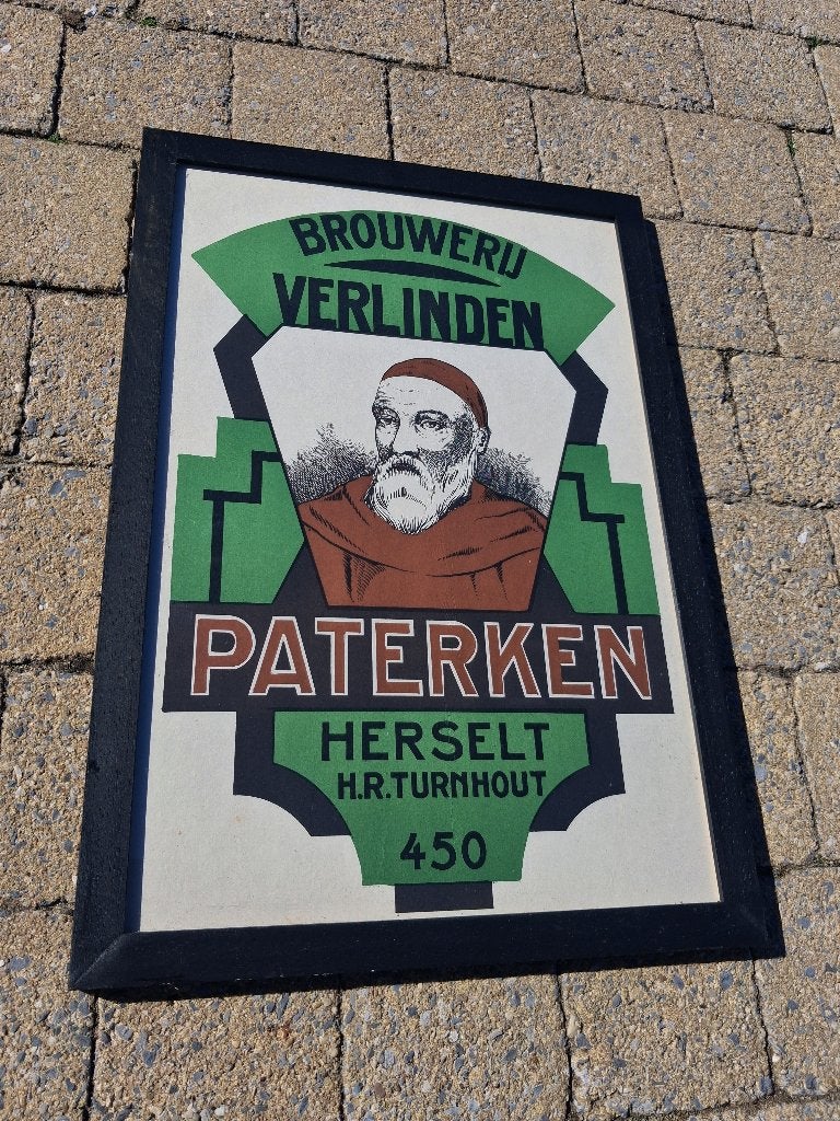 BROUWERIJ  VERLINDEN HERSELT....PATERKEN, Verzamelen, Ophalen of Verzenden, Zo goed als nieuw, Reclamebord